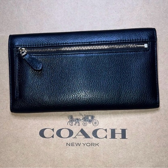 COACH VINTAGE Women's Trifold Wallet in Black Pebble Leather Gold Hardware - Picture 2 of 6